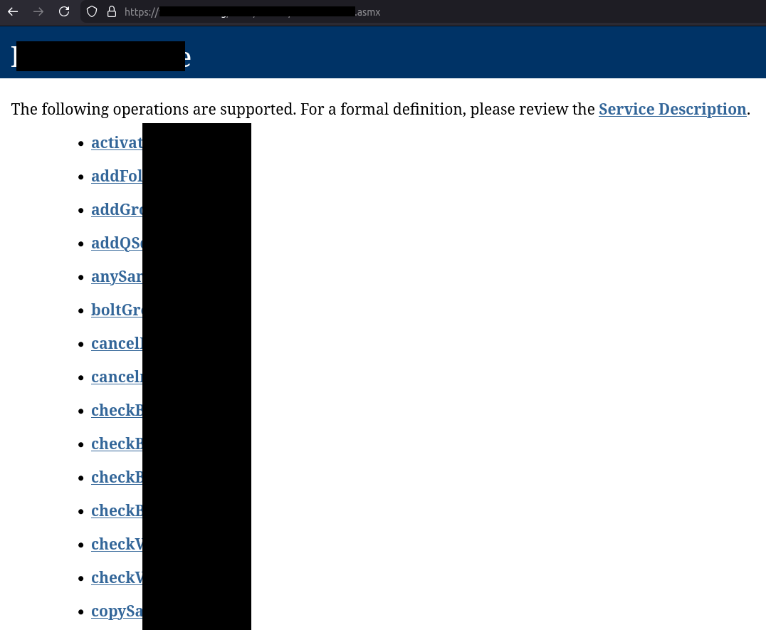 Exposed ASMX Service Listing